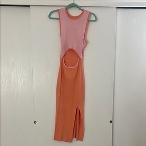 Pink and Orange Sleeveless Cutout Dress